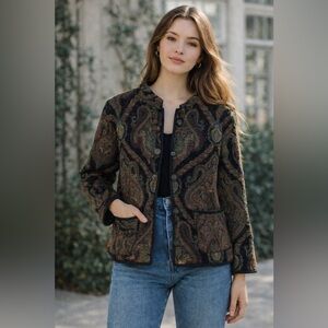 Vintage Flashback Paisley Tapestry Jacket or Blazer w/ Pockets Boho M/L